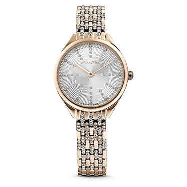 Swarovski Attract watch, stainless steel ladies' watch with gold-colored case, white dial, Swarovski crystals and metal bracelet on sale